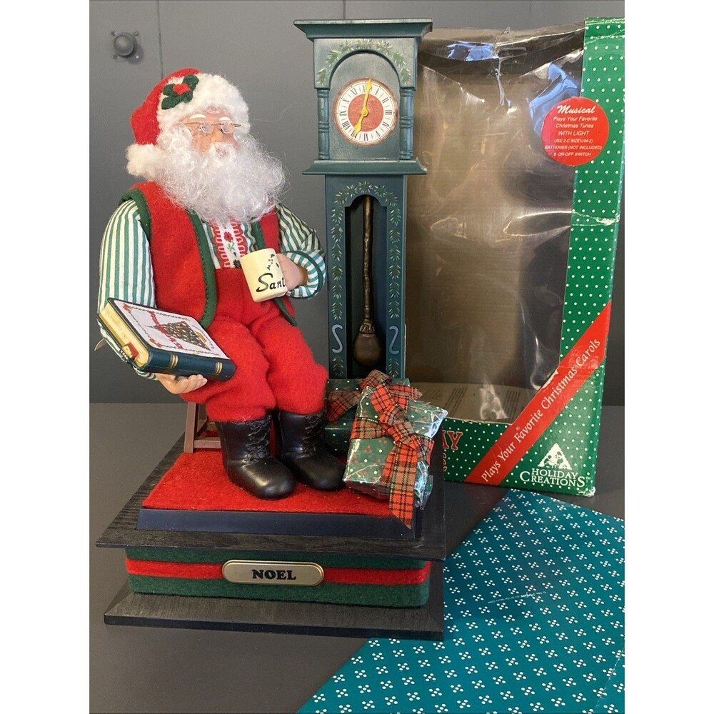 Vintage Holiday Creations Holiday Scene Noel Santa Claus Clock Musical Christmas